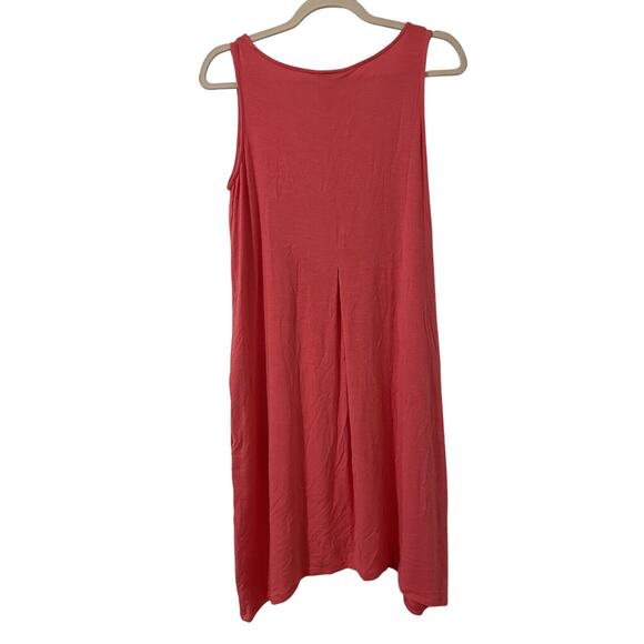 J Jill Size S Tank Dress Pink Pullover Pockets Sleeveless Pleated Back - Picture 2 of 7